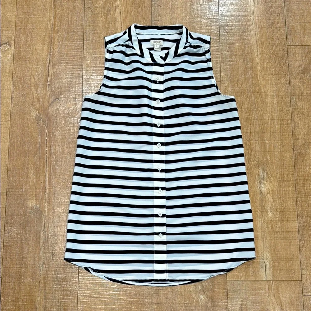 J. Crew Button Front Striped Tank Navy & White Size 0 - Picture 2 of 8